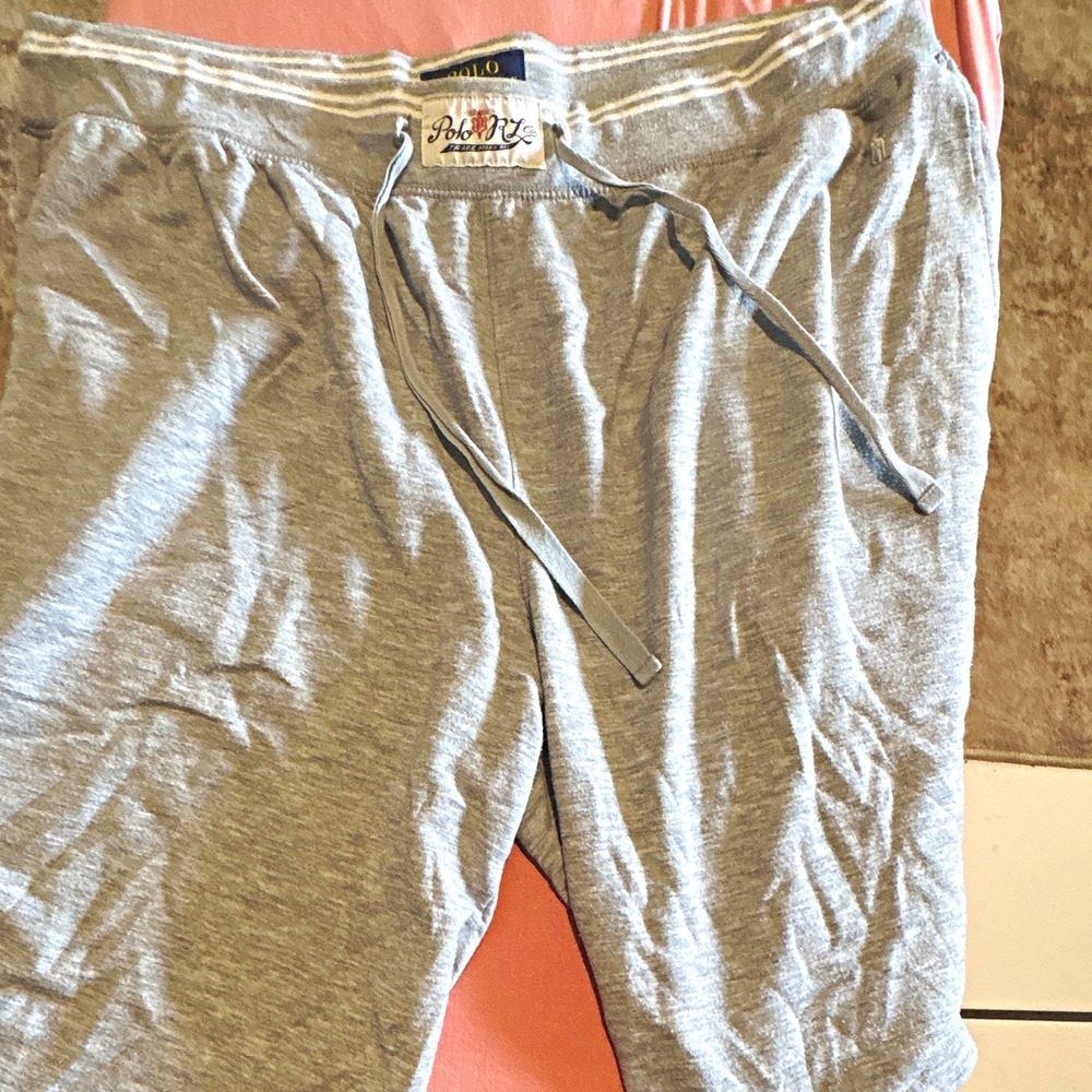 Polo Ralph Lauren Mens Gray Solid Knit Sleep Shorts XL Drawstring Adjustable